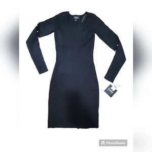 New With Tags BY&BY Size Small Long-Sleeve Bodycon Knit Dress Pearl Accent AS IS